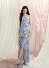 Mesh Halter Slim Dress